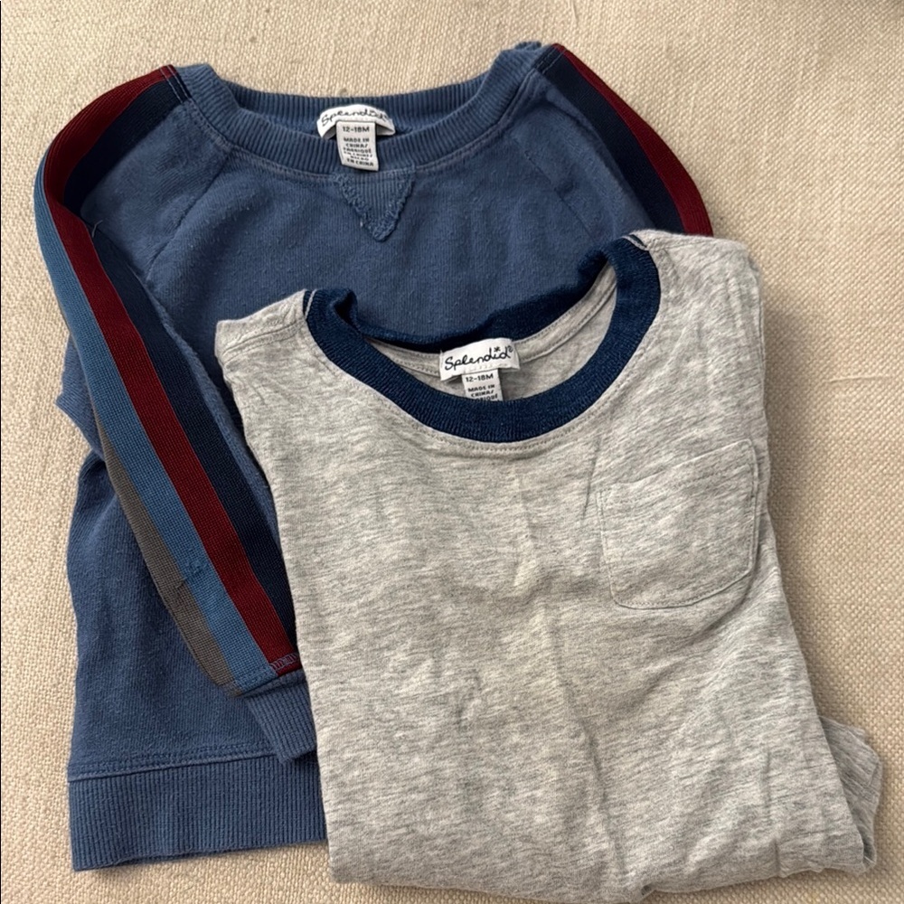 Splendid Blue and Gray Sweatshirt and t shirt 12-18mo